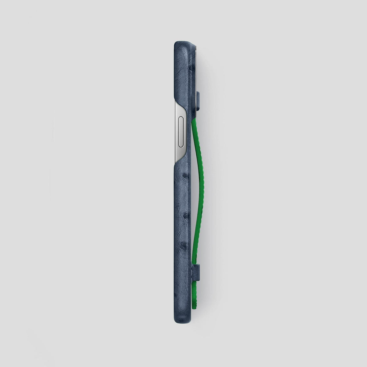 Navy-Blue-Kentucky-Green iPhone 15 Pro Max Handle Case Colore Ostrich with Steel Metal -3 | Navy-Blue-Kentucky-Green-Steel