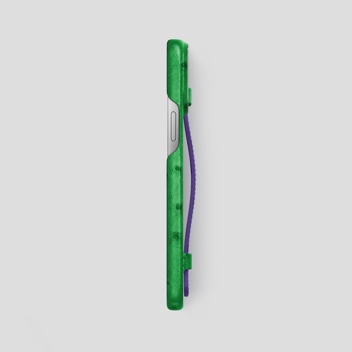 Kentucky-Green-Purple iPhone 15 Pro Max Handle Case Colore Ostrich with Steel Metal -3 | Kentucky-Green-Purple-Steel