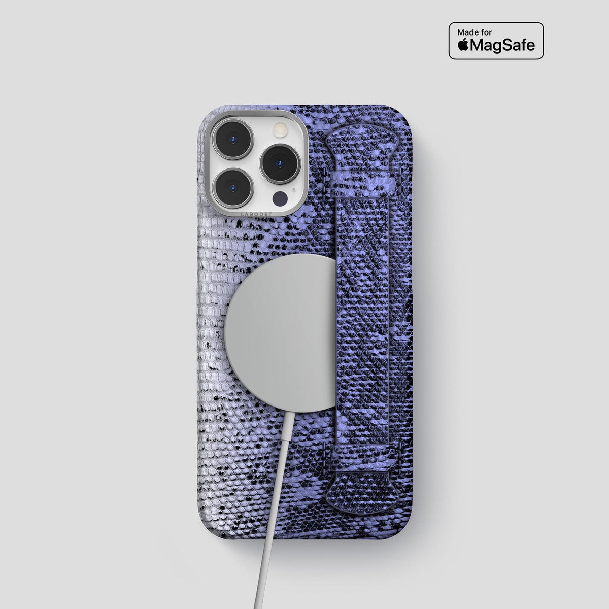 Navy-Blue iPhone 14 Pro Himalayan Lizard Strap Case with Steel Metal -5 | Navy-Blue-Steel