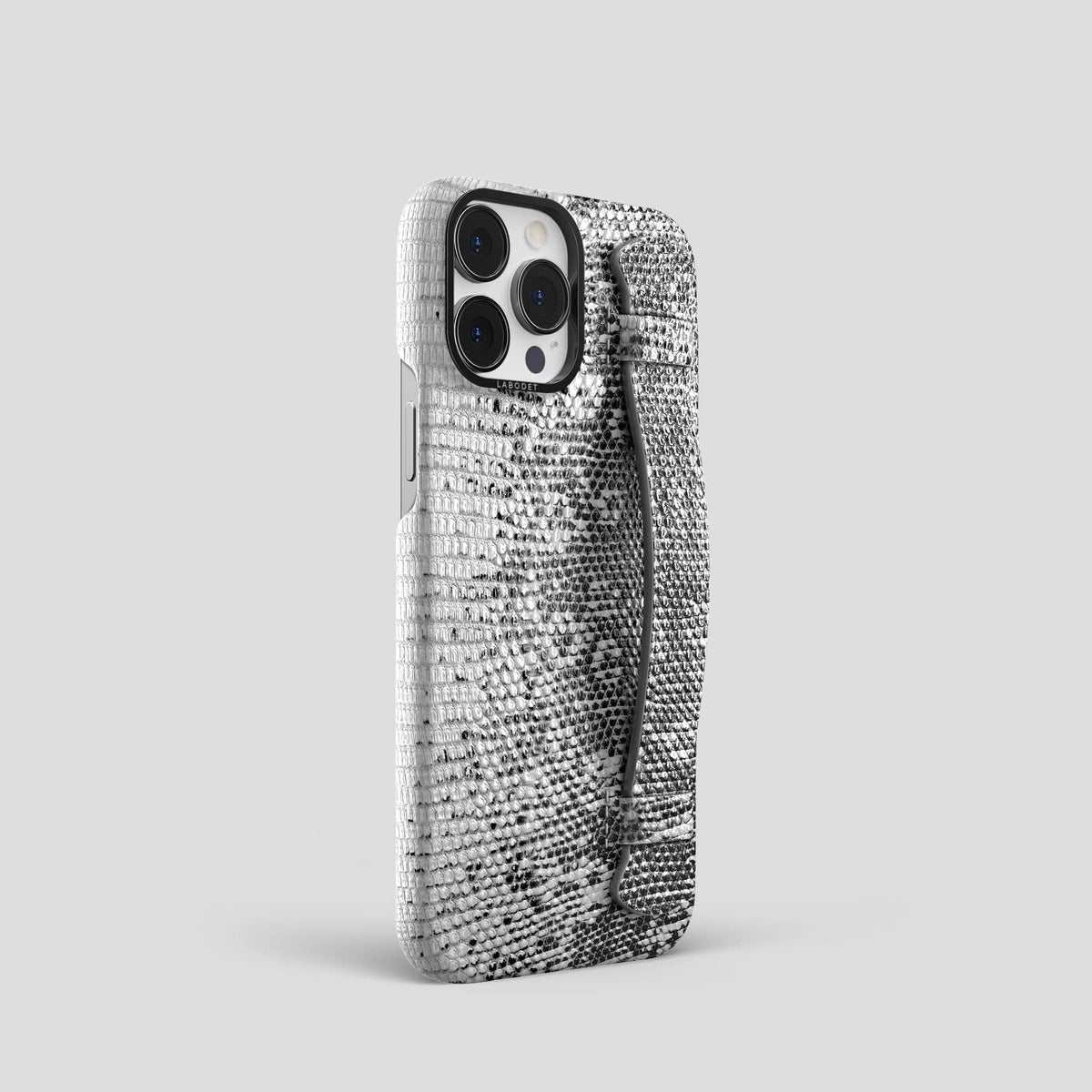 Dark iPhone 14 Pro Himalayan Lizard Strap Case with Black Metal -2 | Dark-Black