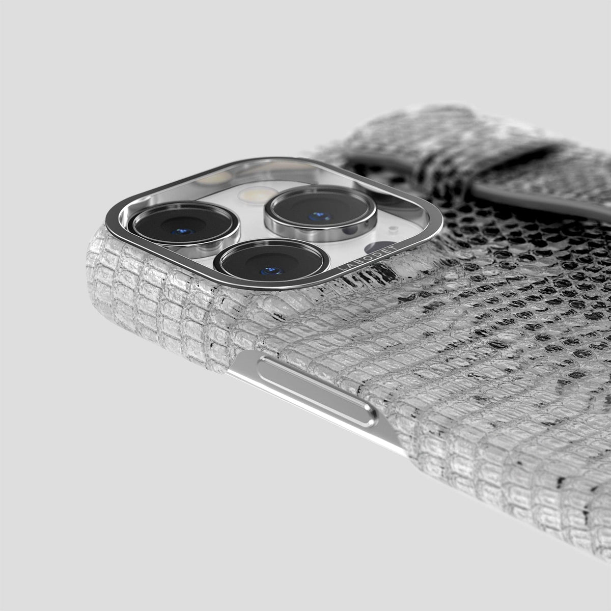 Dark iPhone 14 Pro Himalayan Lizard Strap Case with Steel Metal -6 | Dark-Steel