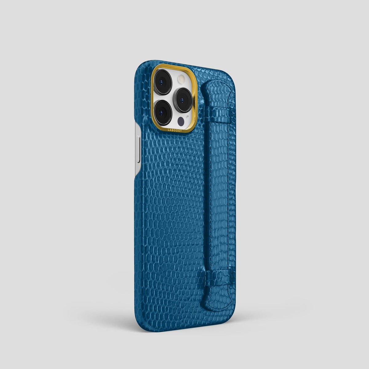 Blue iPhone 14 Pro Strap Case with Gold Metal -2 | Blue-Gold
