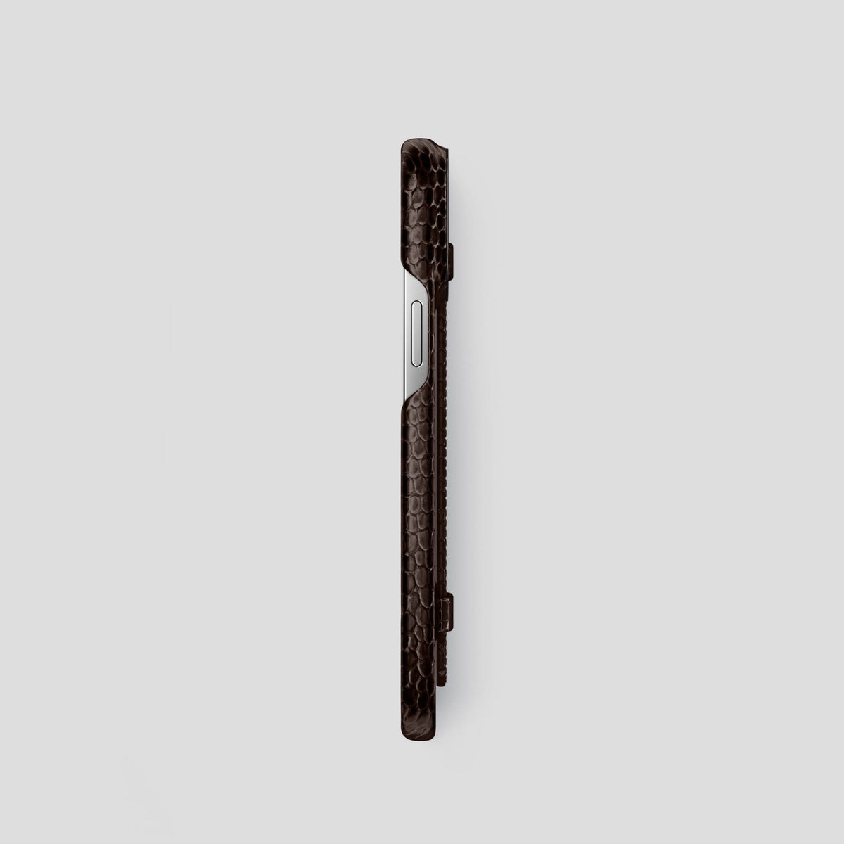 Brown iPhone 14 Pro Strap Case with Black Metal -3 | Brown-Black