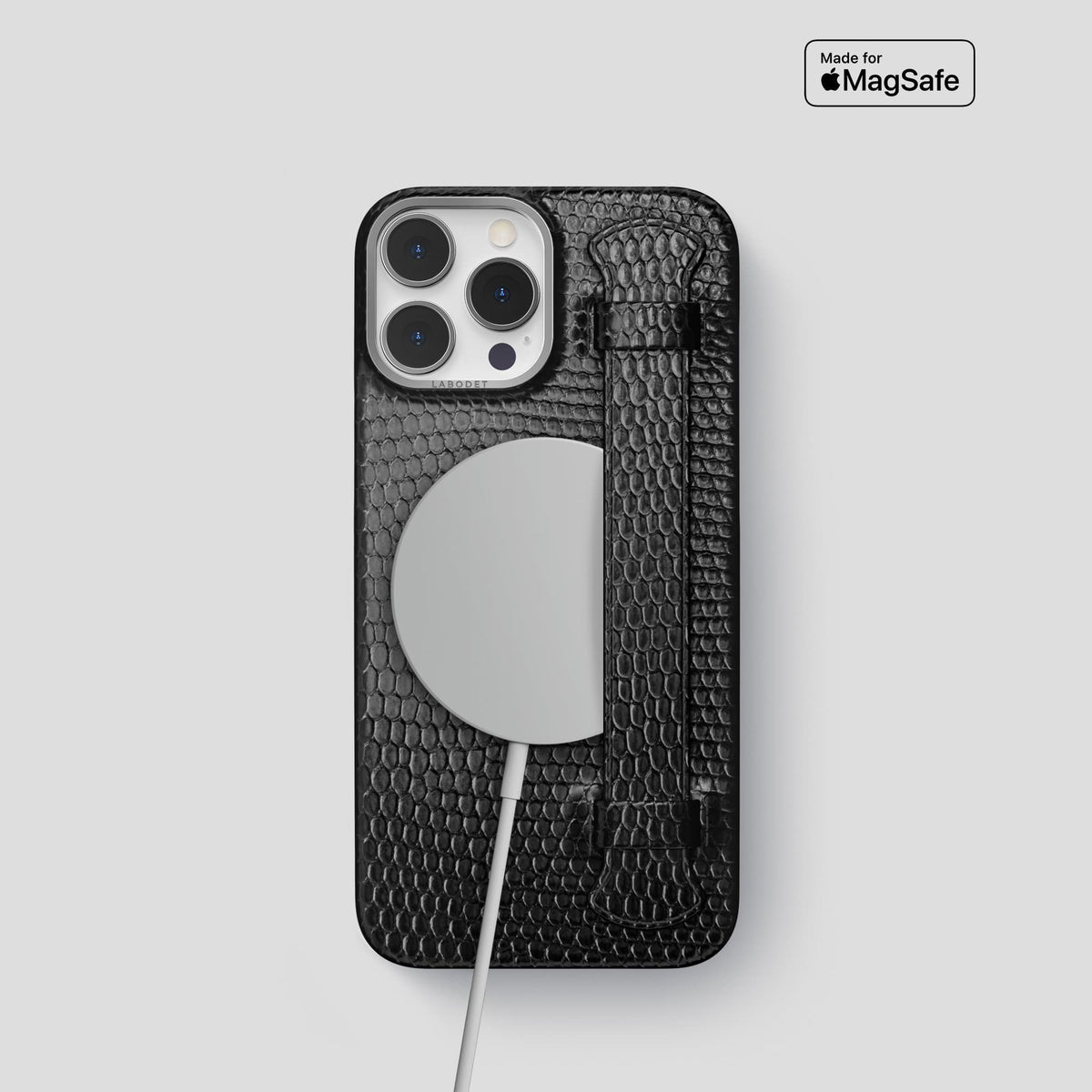Black iPhone 14 Pro Strap Case with Steel Metal -5 | Black-Steel