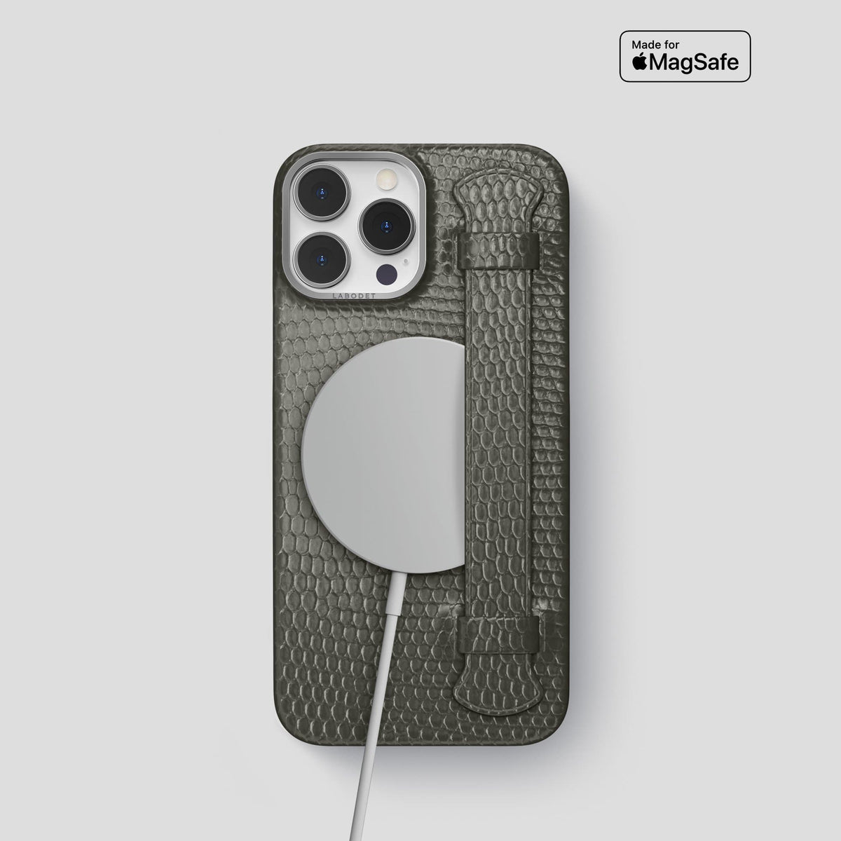Grey iPhone 14 Pro Strap Case with Steel Metal -5 | Grey-Steel