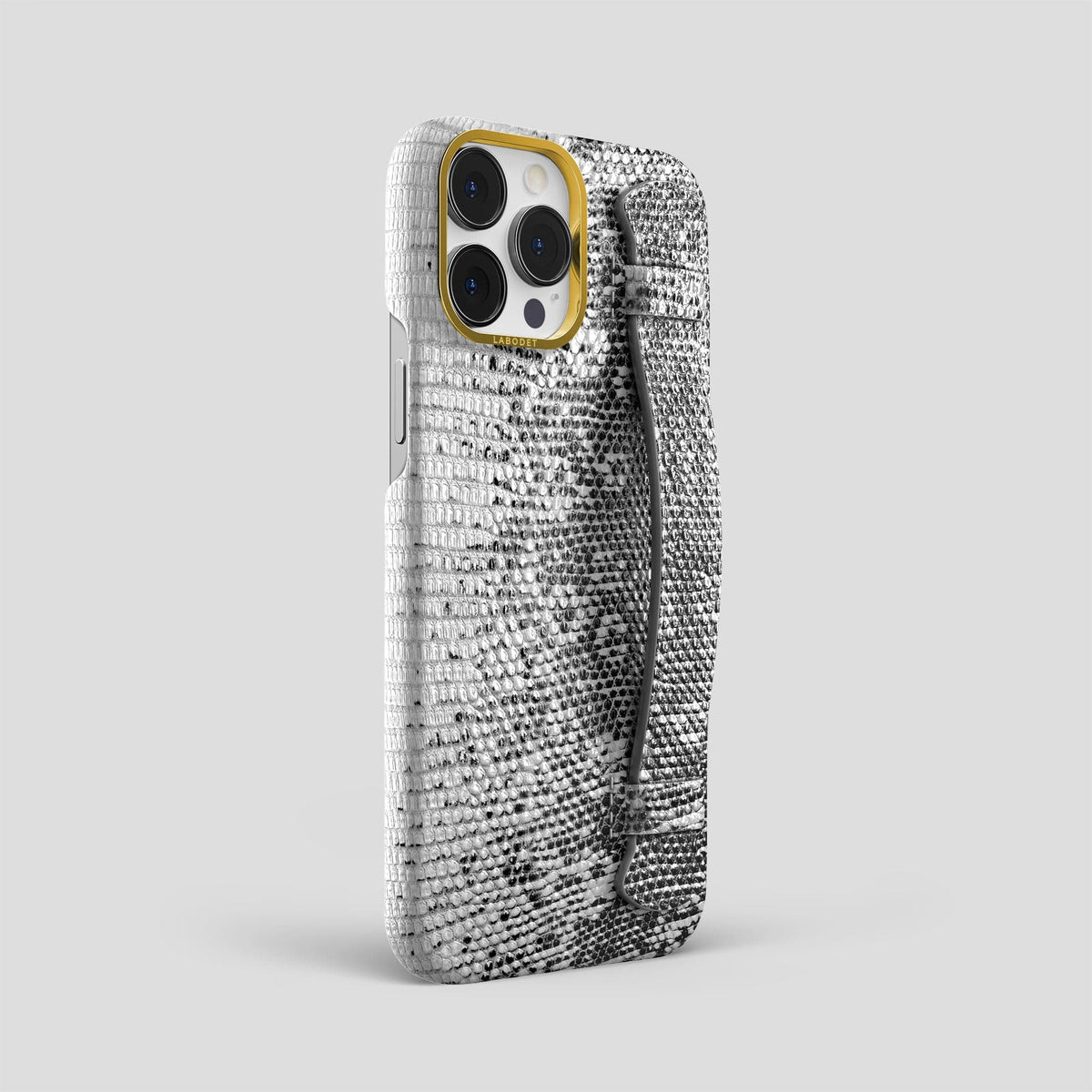 Dark iPhone 14 Pro Max Himalayan Lizard Strap Case with Gold Metal -2 | Dark-Gold
