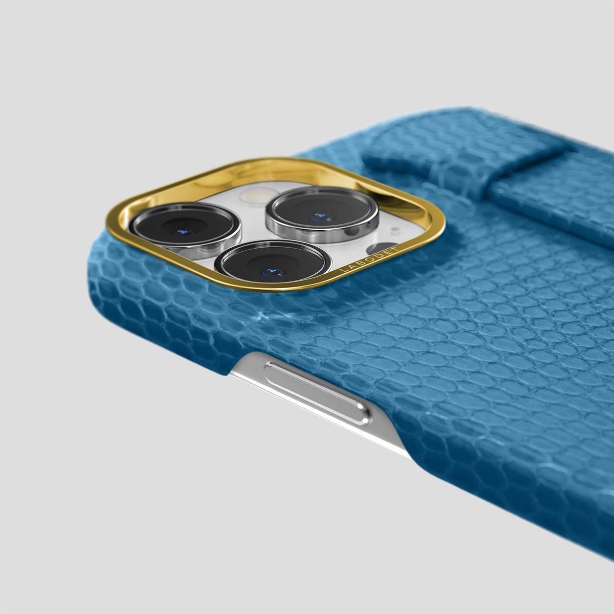 Blue iPhone 14 Pro Max Strap Case with Gold Metal -6 | Blue-Gold