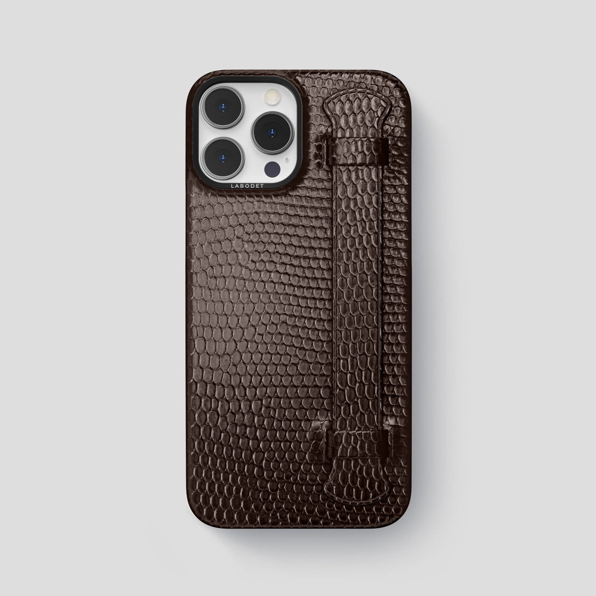 Brown iPhone 14 Pro Max Strap Case with Black Metal -1 | Brown-Black