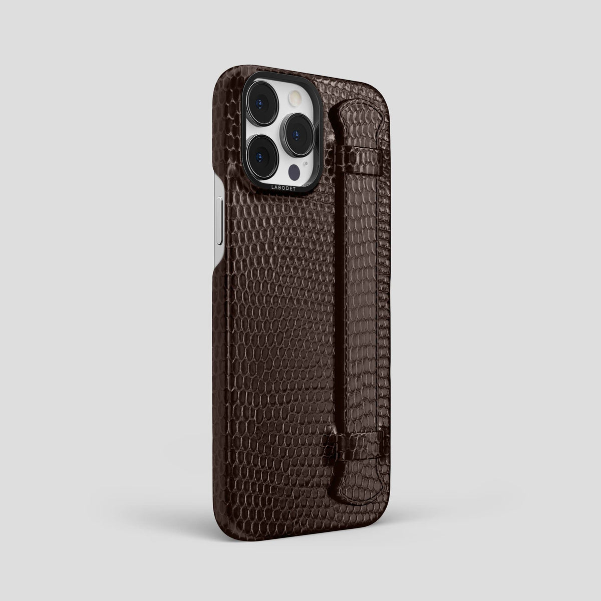 Brown iPhone 14 Pro Max Strap Case with Black Metal -2 | Brown-Black