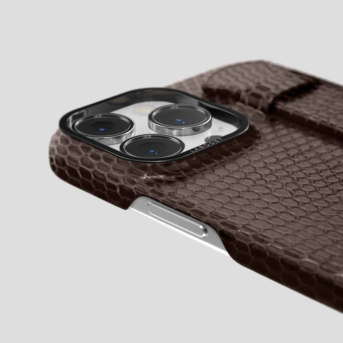 Brown iPhone 14 Pro Max Strap Case with Black Metal -6 | Brown-Black
