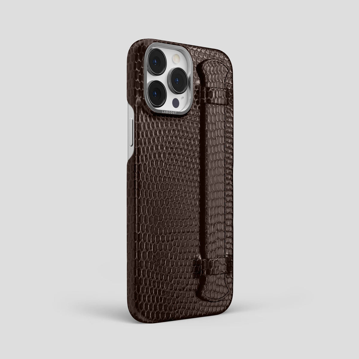 Brown iPhone 14 Pro Max Strap Case with Steel Metal -2 | Brown-Steel