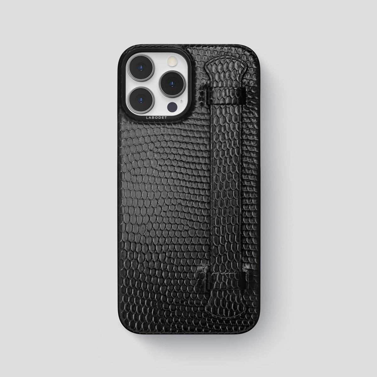 Black iPhone 14 Pro Max Strap Case with Black Metal -1 | Black-Black