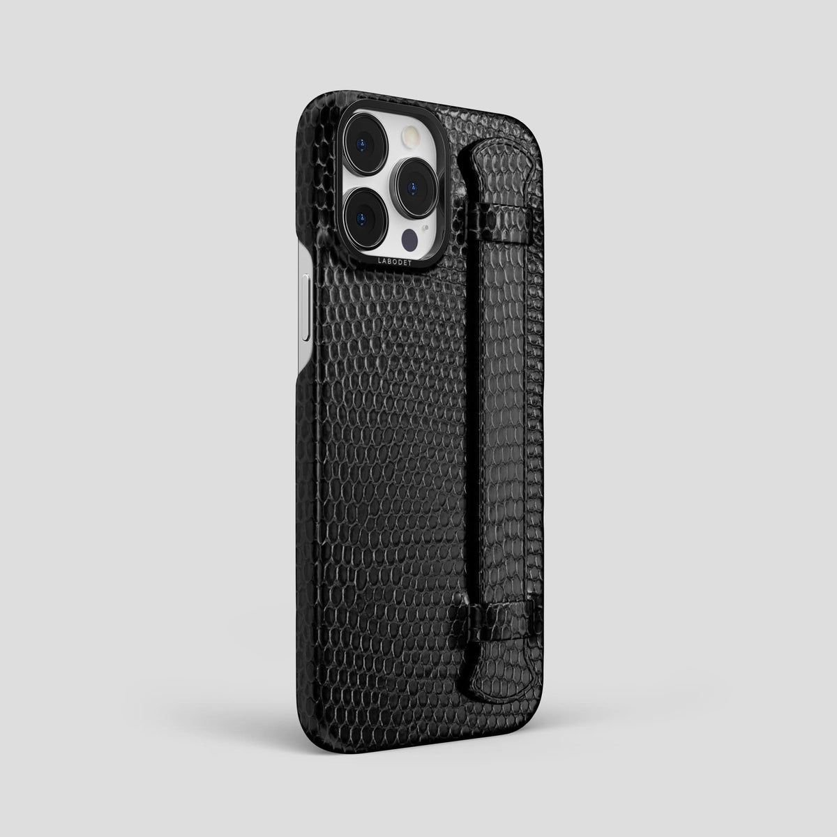 Black iPhone 14 Pro Max Strap Case with Black Metal -2 | Black-Black