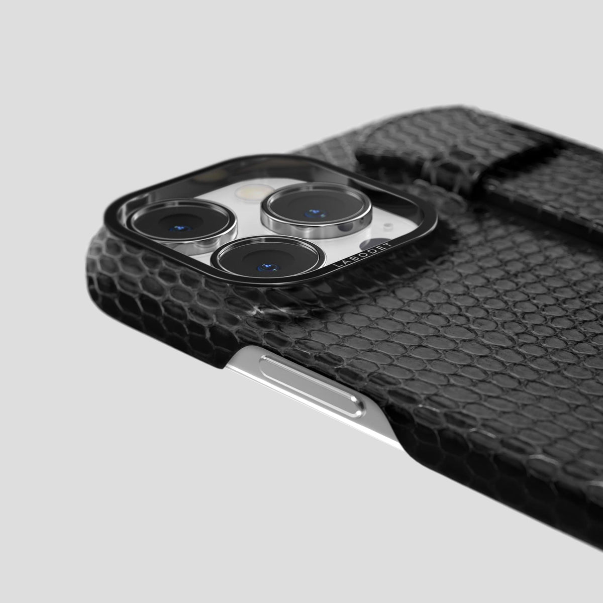 Black iPhone 14 Pro Max Strap Case with Black Metal -6 | Black-Black