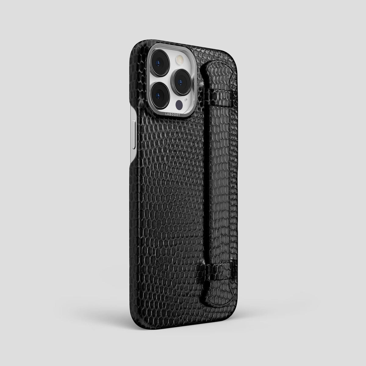 Black iPhone 14 Pro Max Strap Case with Steel Metal -2 | Black-Steel
