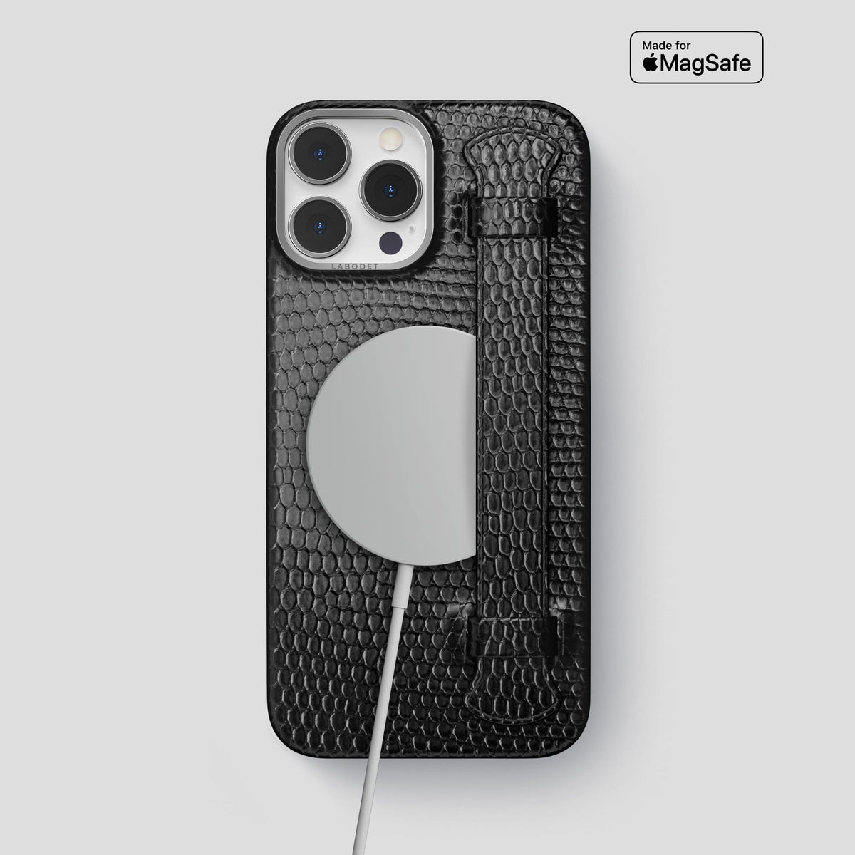 Black iPhone 14 Pro Max Strap Case with Steel Metal -5 | Black-Steel