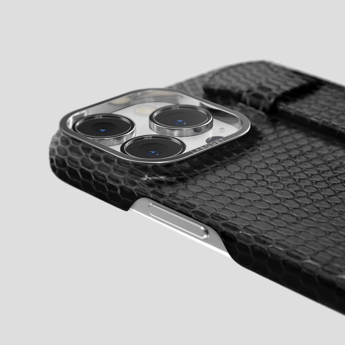 Black iPhone 14 Pro Max Strap Case with Steel Metal -6 | Black-Steel