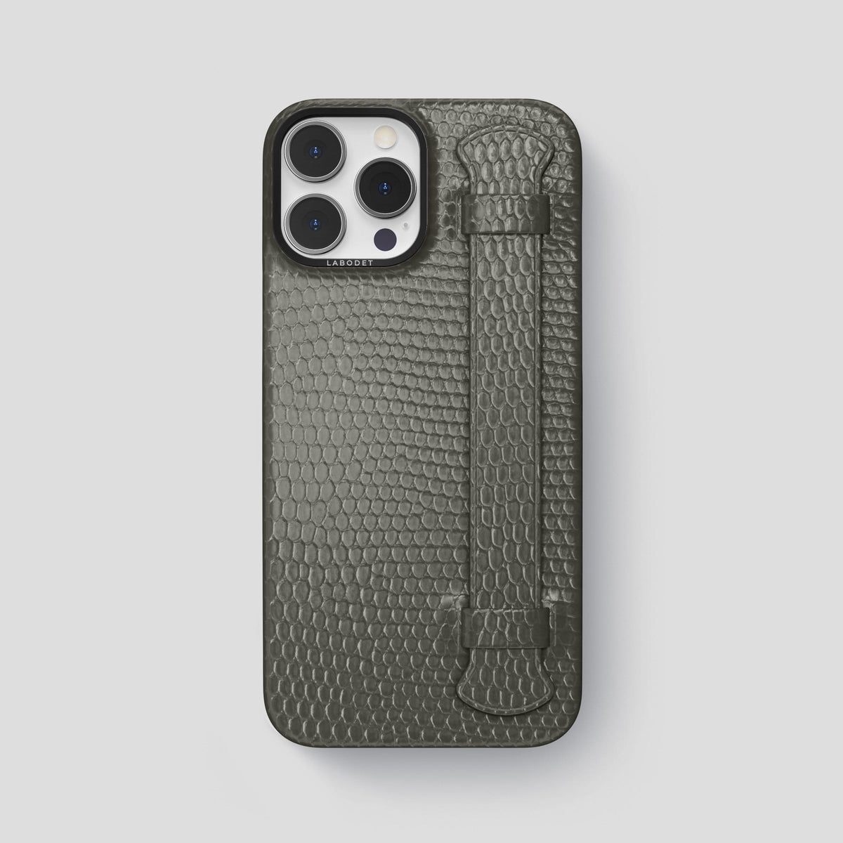 Grey iPhone 14 Pro Max Strap Case with Black Metal -1 | Grey-Black