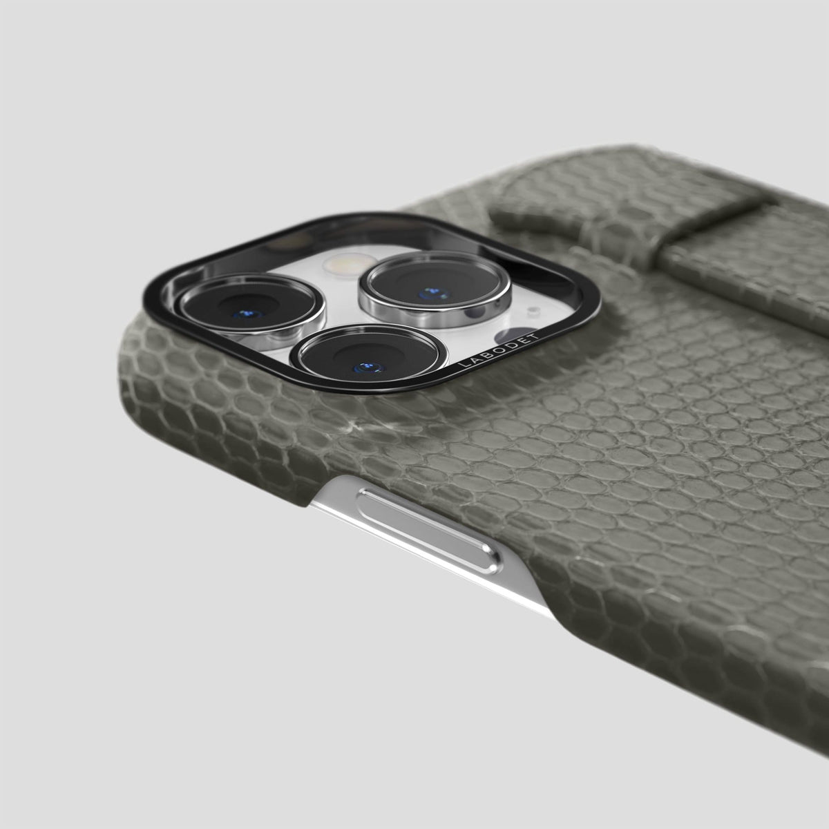 Grey iPhone 14 Pro Max Strap Case with Black Metal -6 | Grey-Black