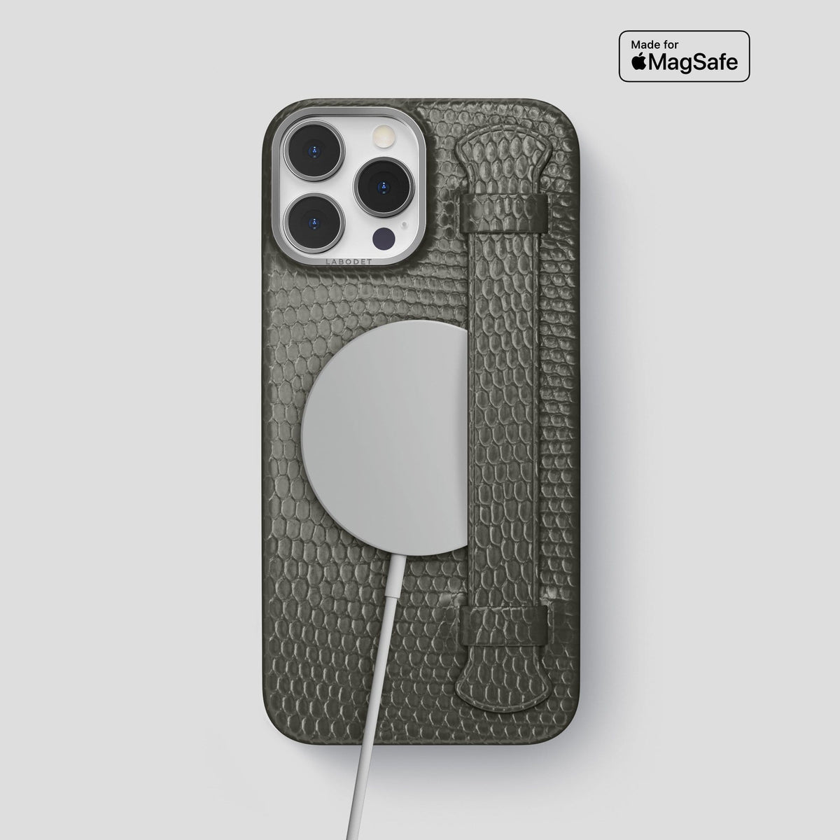 Grey iPhone 14 Pro Max Strap Case with Steel Metal -5 | Grey-Steel