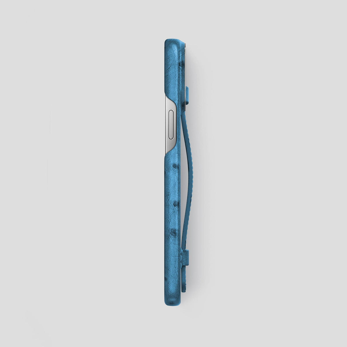 Blue-Jeans iPhone 13 Pro Max Handle Case Ostrich with Steel Metal -3 | Blue-Jeans-Steel