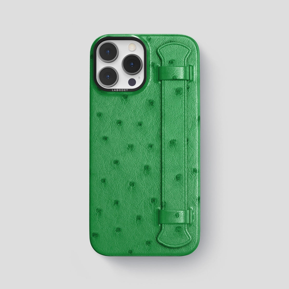 Kentucky Green iPhone 14 Pro Max Handle Case Ostrich with Black Metal -1 | Kentucky-Green-Black