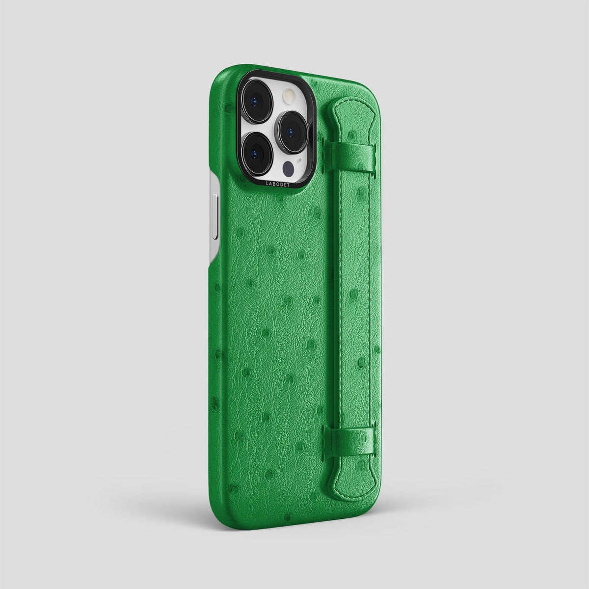 Kentucky Green iPhone 14 Pro Max Handle Case Ostrich with Black Metal -2 | Kentucky-Green-Black