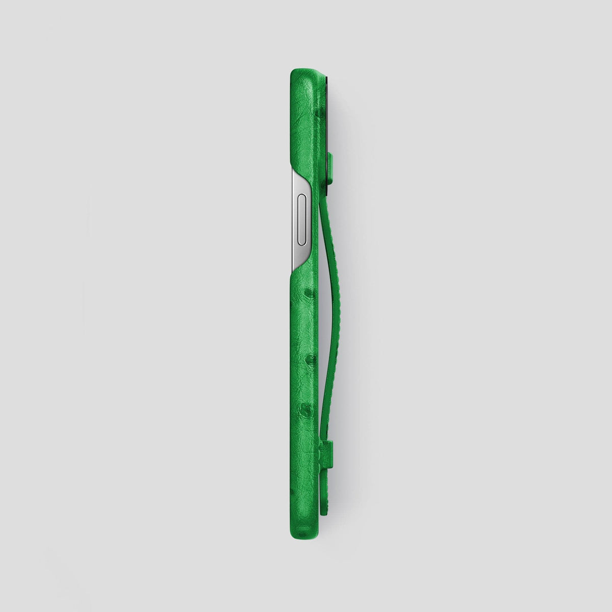 Kentucky Green iPhone 14 Pro Max Handle Case Ostrich with Black Metal -3 | Kentucky-Green-Black