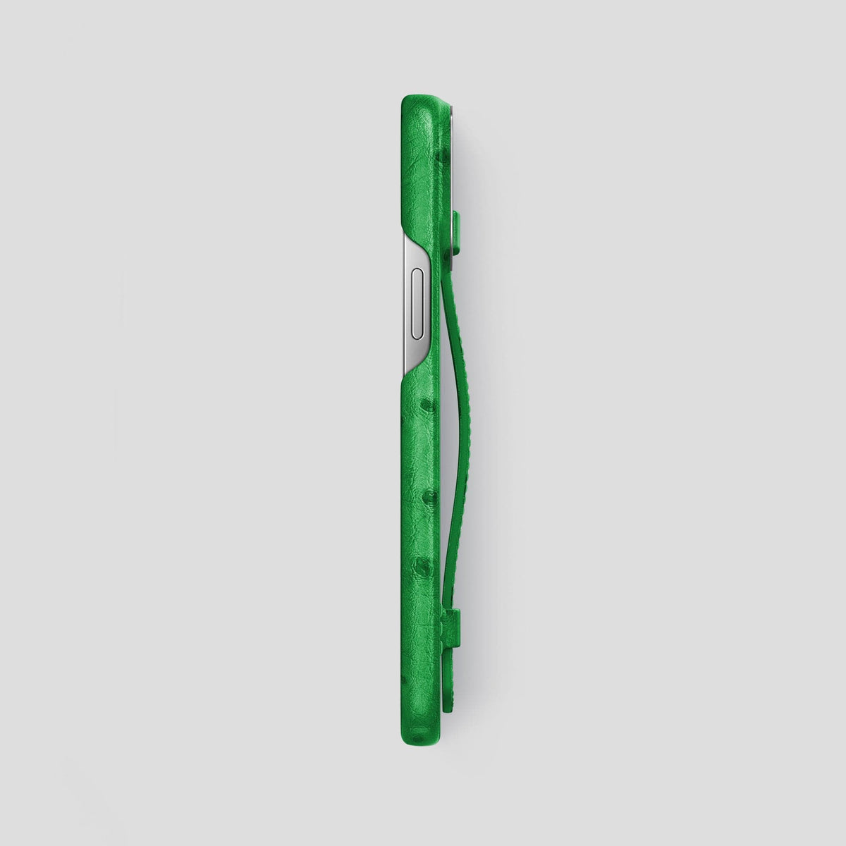 Kentucky Green iPhone 14 Pro Max Handle Case Ostrich with Steel Metal -3 | Kentucky-Green-Steel