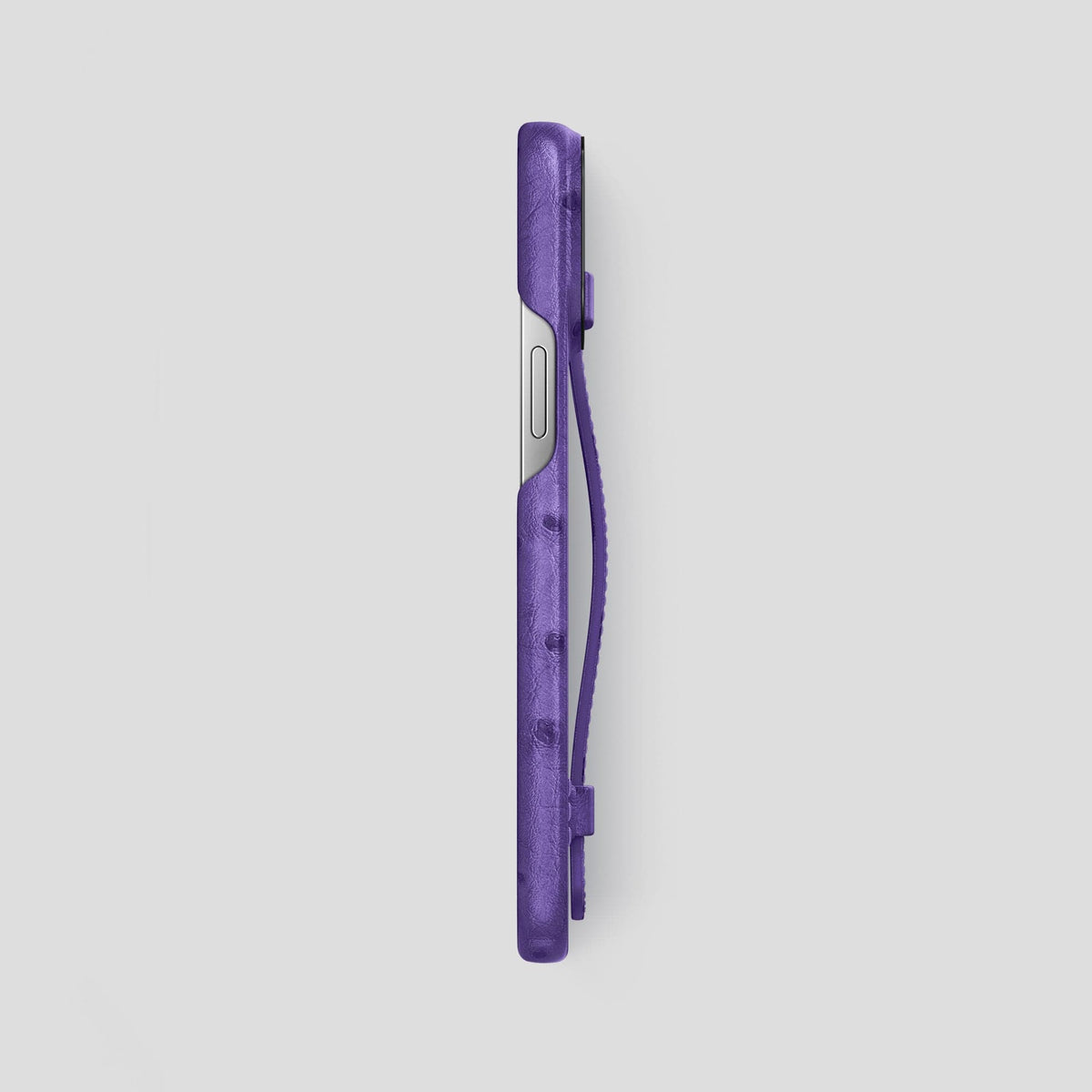Purple iPhone 14 Pro Max Handle Case Ostrich with Black Metal -3 | Purple-Black