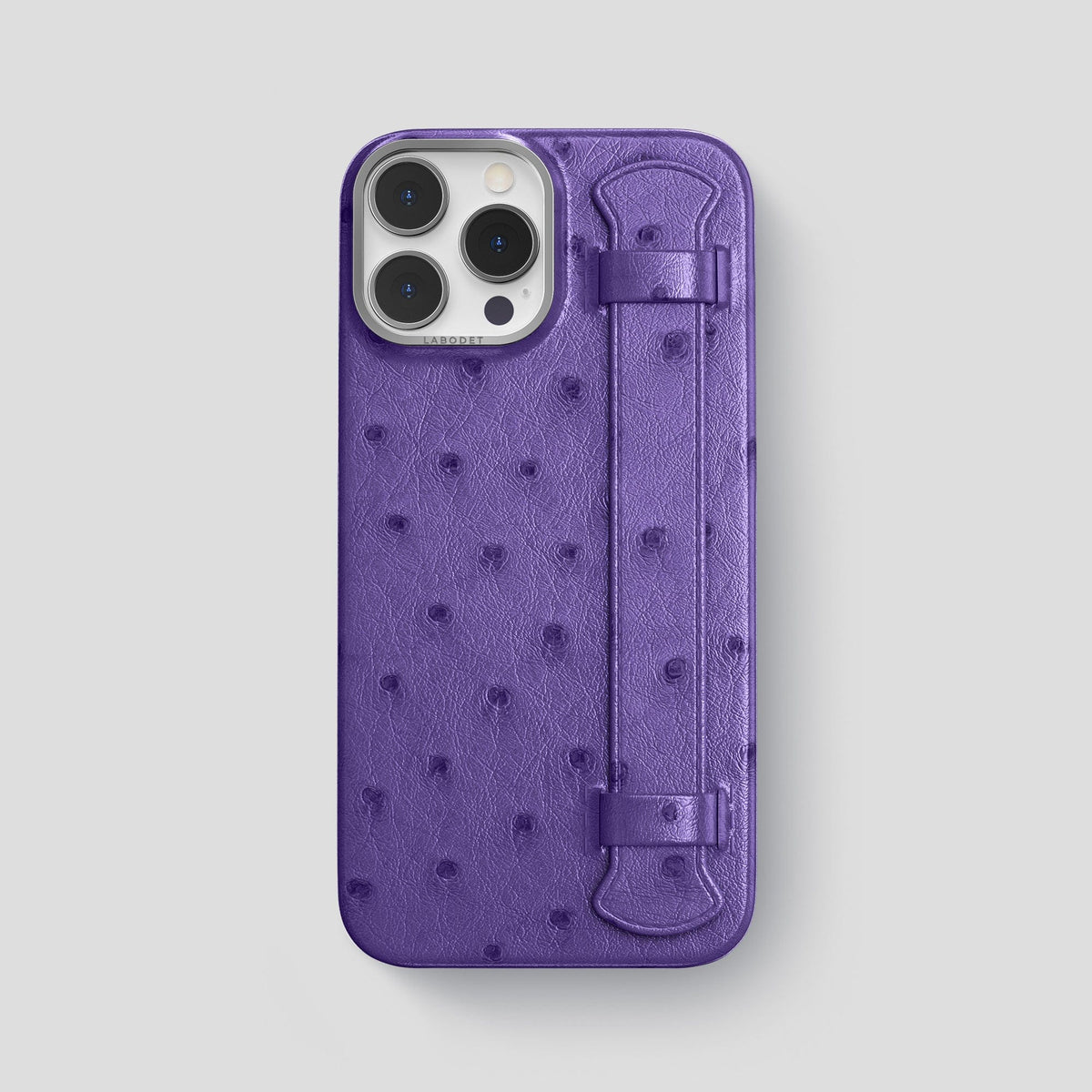 Purple iPhone 14 Pro Max Handle Case Ostrich with Steel Metal -1 | Purple-Steel