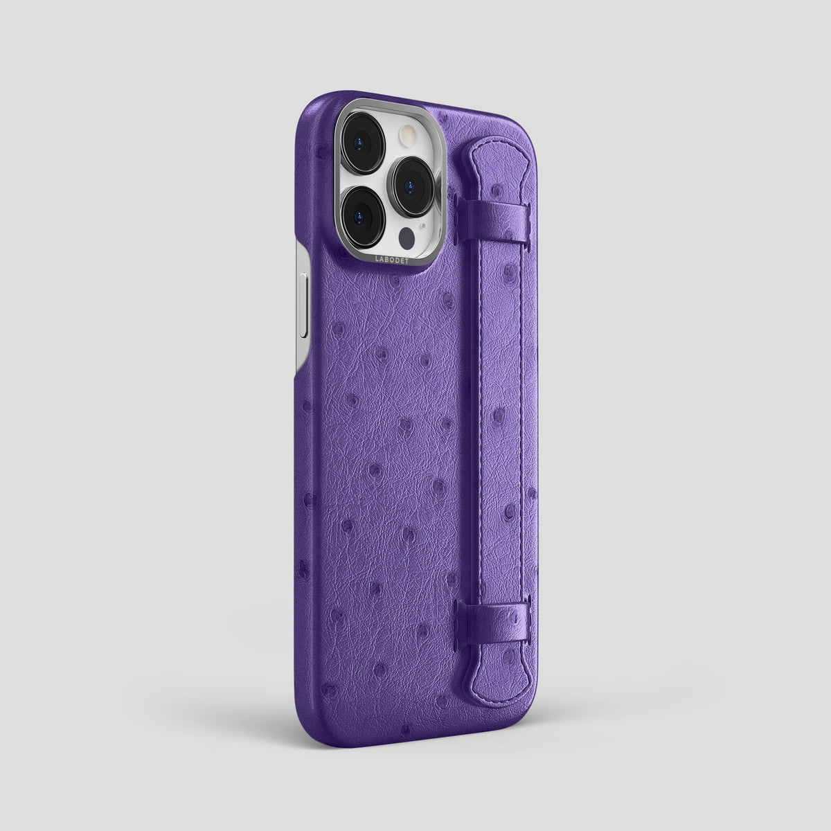 Purple iPhone 14 Pro Max Handle Case Ostrich with Steel Metal -2 | Purple-Steel
