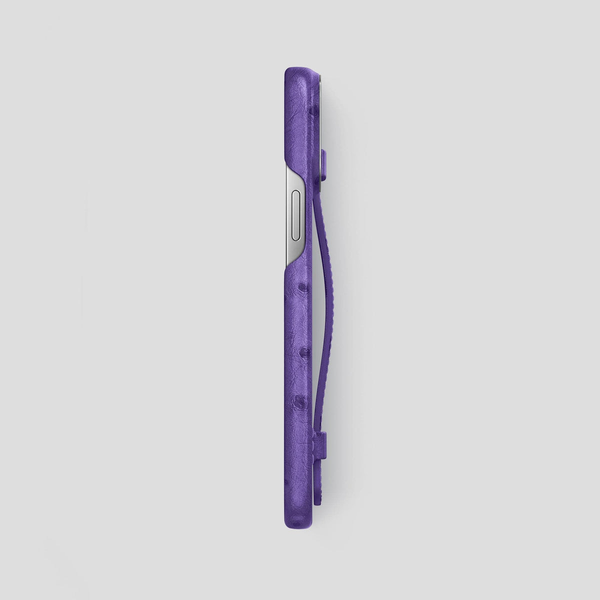 Purple iPhone 14 Pro Max Handle Case Ostrich with Steel Metal -3 | Purple-Steel