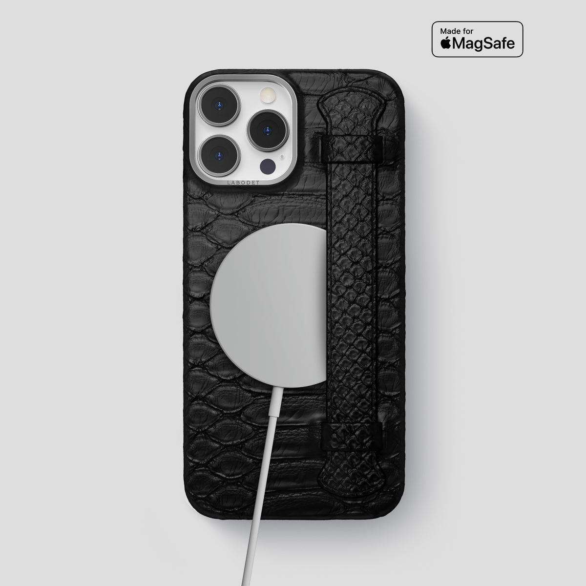 Black iPhone 15 Pro Max Handle Case Python with Steel Metal -5 | Black-Steel
