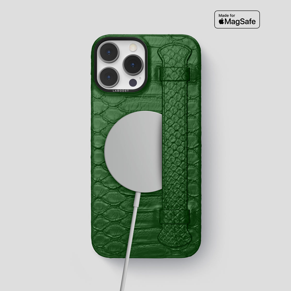 Green iPhone 15 Pro Max Handle Case Python with Black Metal -5 | Green-Black