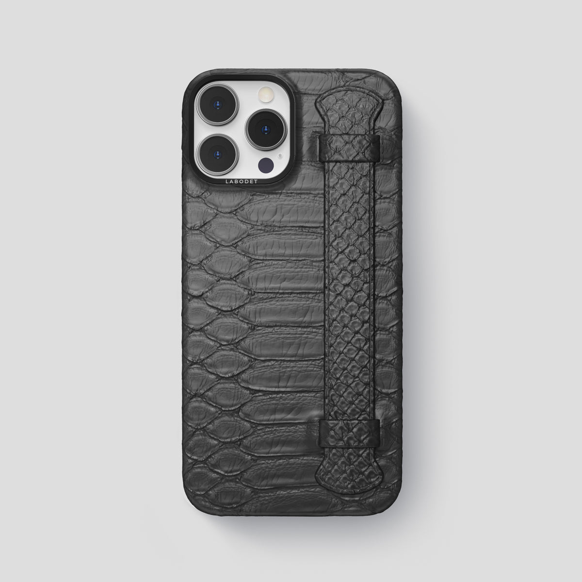Grey iPhone 15 Pro Max Handle Case Python with Black Metal -1 | Grey-Black