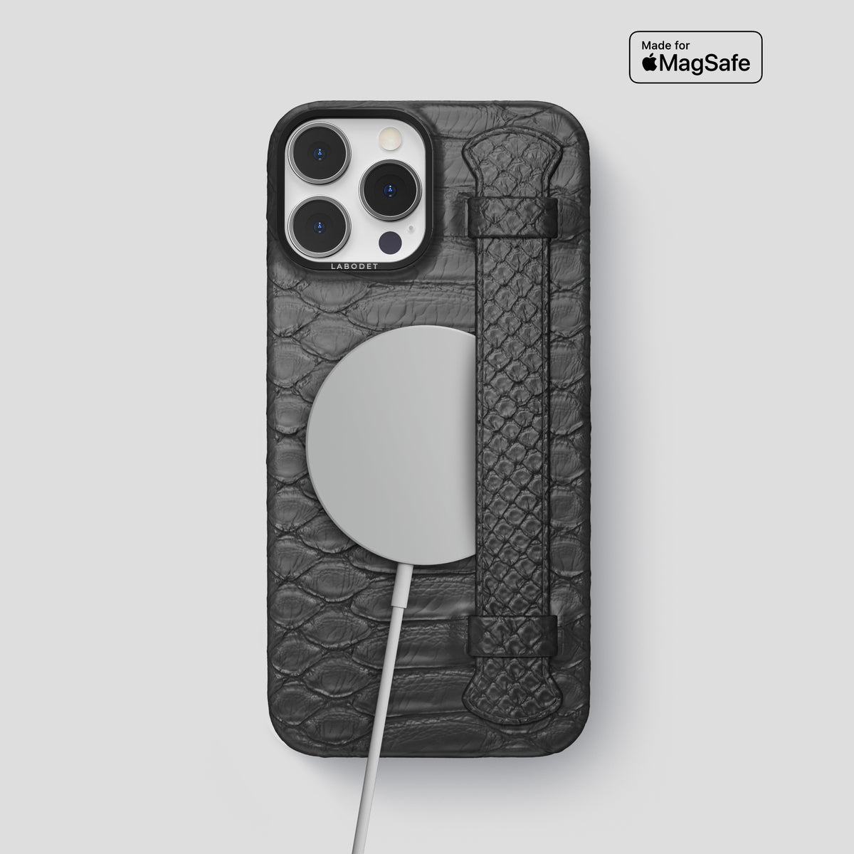 Grey iPhone 15 Pro Max Handle Case Python with Black Metal -5 | Grey-Black