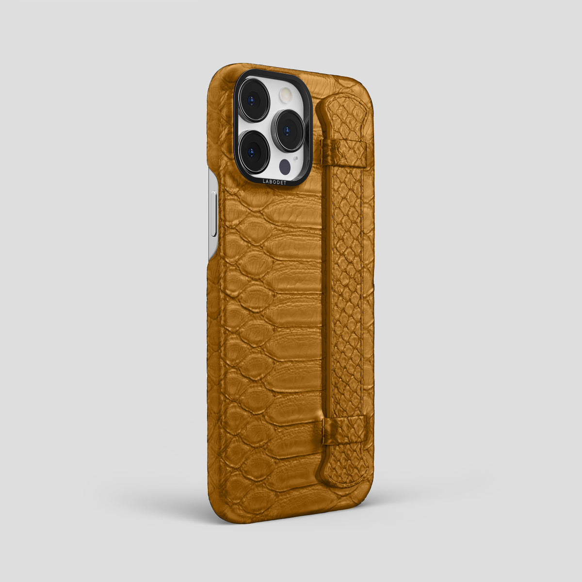 Honey iPhone 15 Pro Max Handle Case Python with Black Metal -2 | Honey-Black