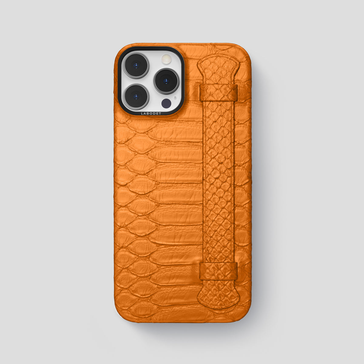 Orange iPhone 15 Pro Max Handle Case Python with Black Metal -1 | Orange-Black