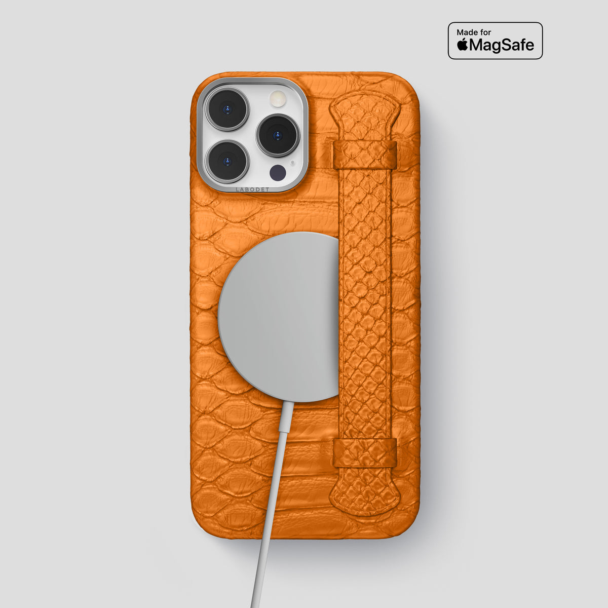 Orange iPhone 15 Pro Max Handle Case Python with Steel Metal -5 | Orange-Steel