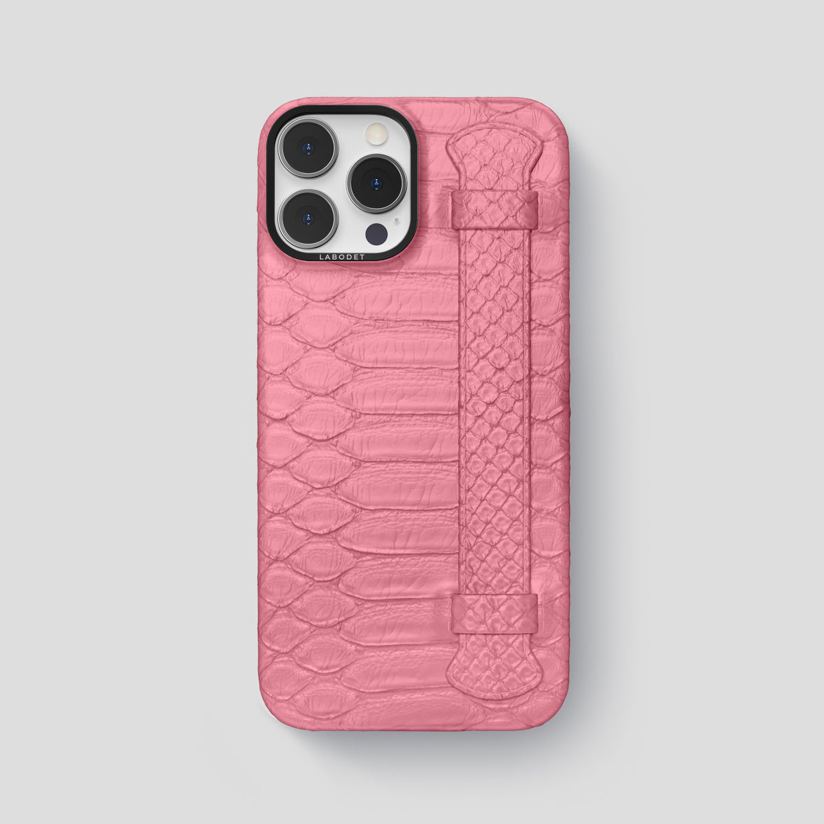 Pink iPhone 15 Pro Max Handle Case Python with Black Metal -1 | Pink-Black