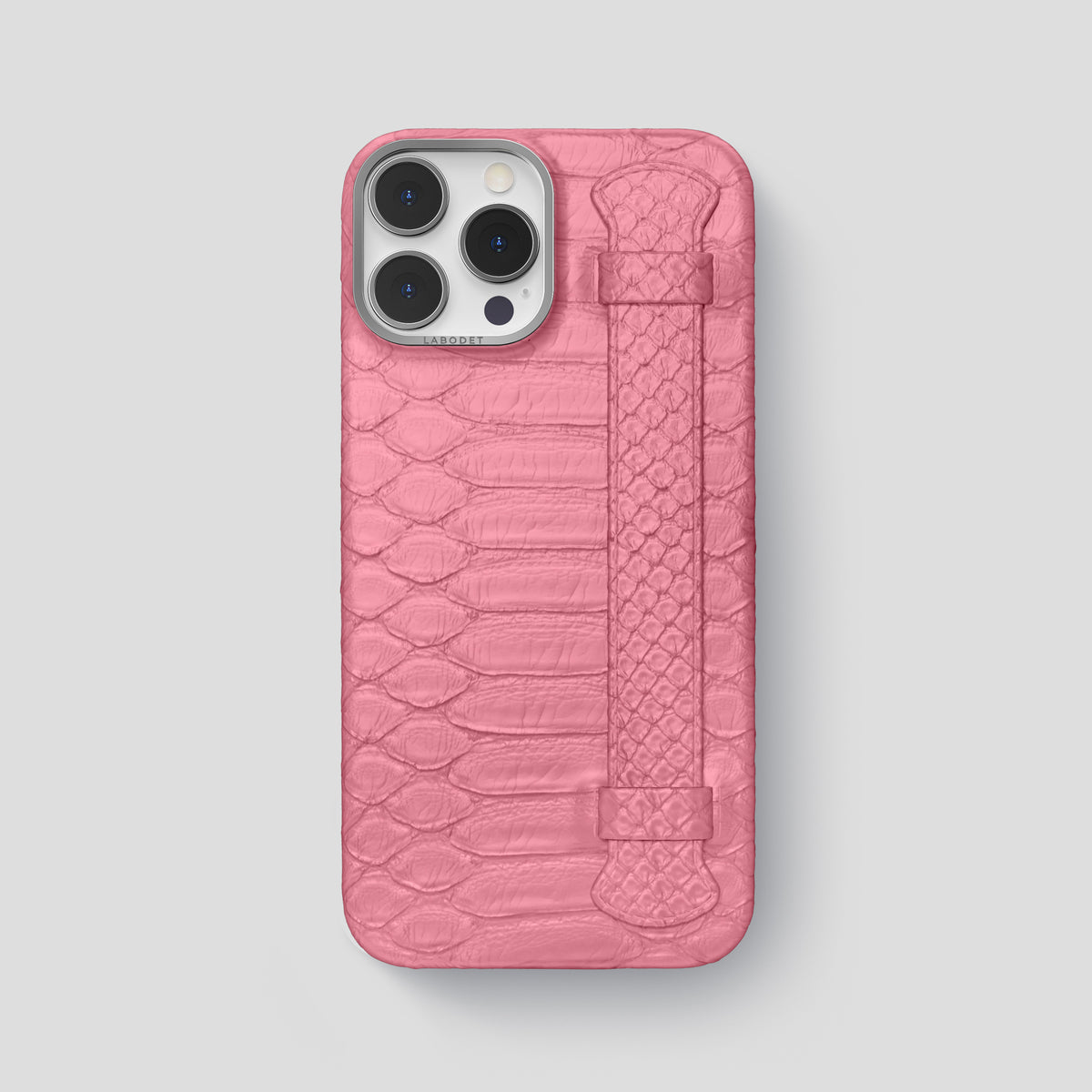 Pink iPhone 15 Pro Max Handle Case Python with Steel Metal -1 | Pink-Steel