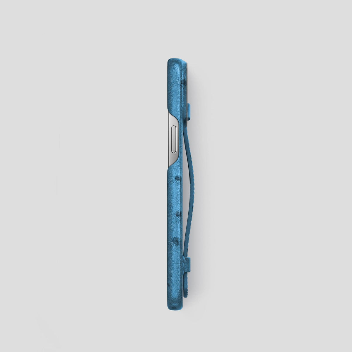Blue-Jeans iPhone 14 Pro Handle Case Ostrich with Steel Metal -3 | Blue-Jeans-Steel