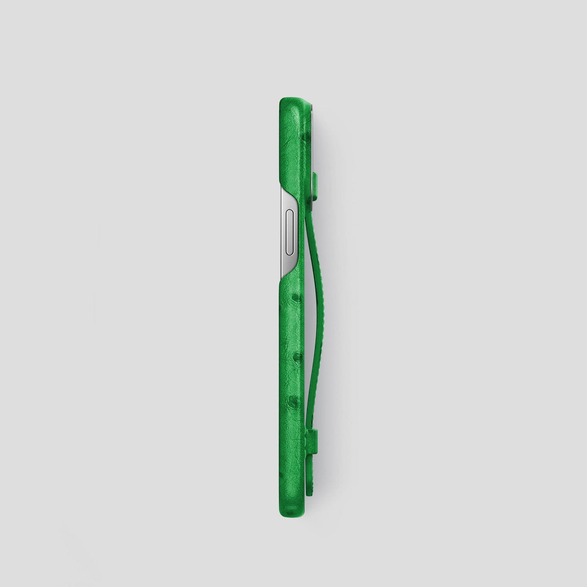 Kentucky Green iPhone 14 Pro Handle Case Ostrich with Steel Metal -3 | Kentucky-Green-Steel