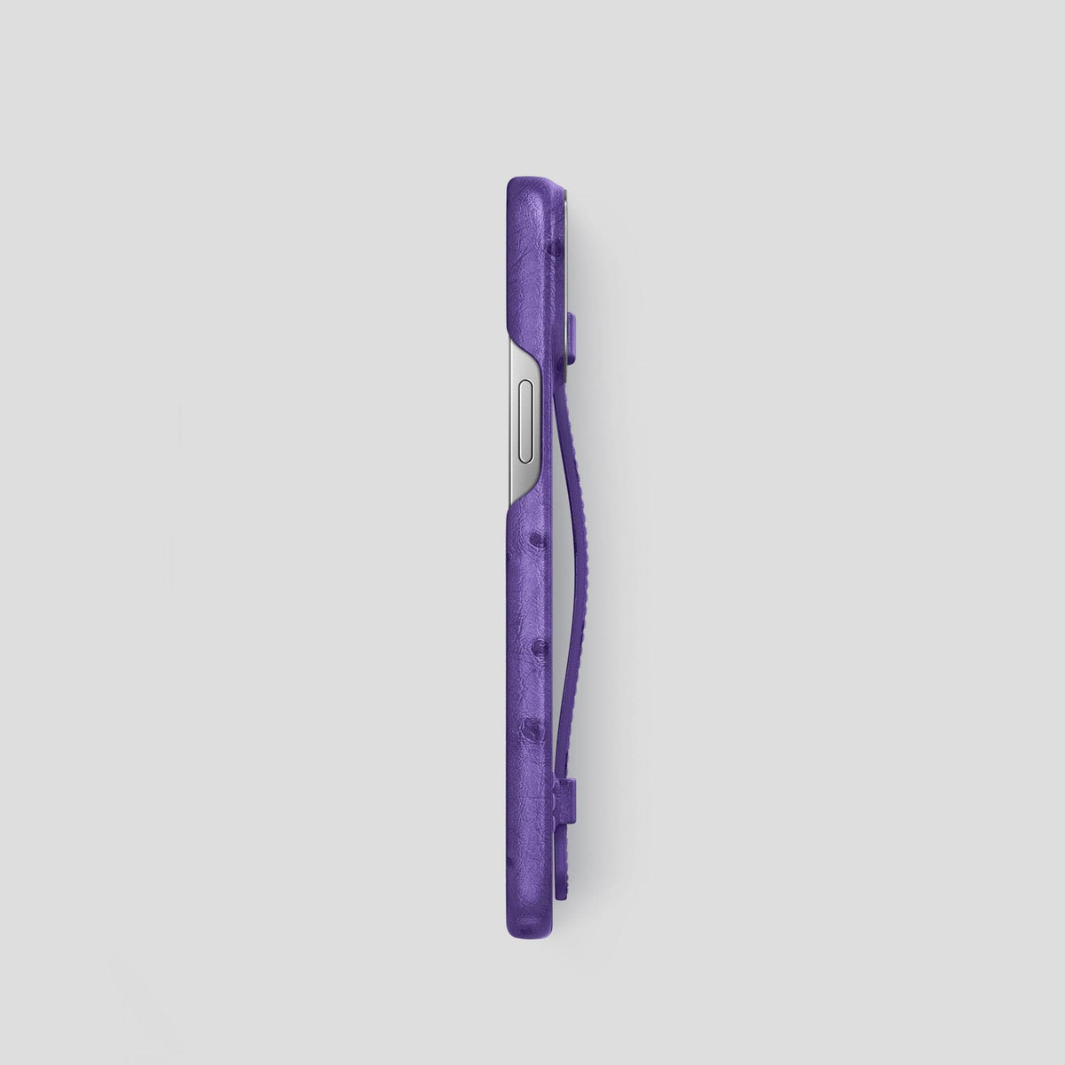 Purple iPhone 14 Pro Handle Case Ostrich with Steel Metal -3 | Purple-Steel