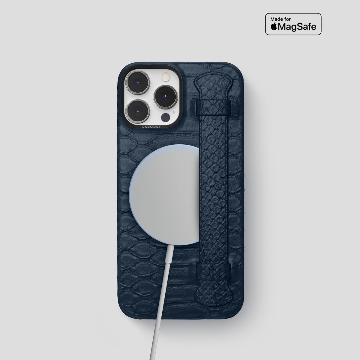 Royal Blue iPhone 15 Pro Handle Case Python with Black Metal -5 | Royal-Blue-Black