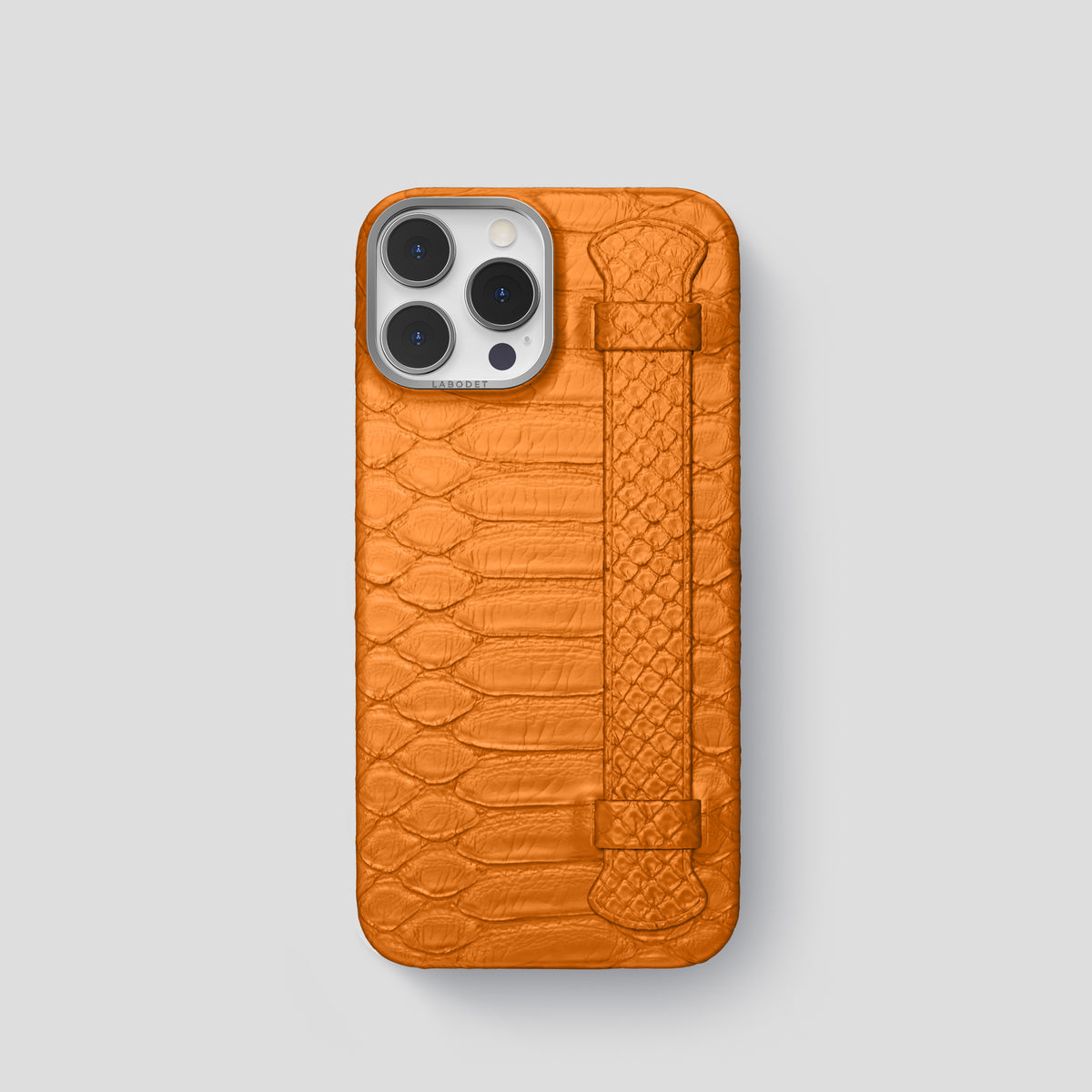 Orange iPhone 15 Pro Handle Case Python with Steel Metal -1 | Orange-Steel