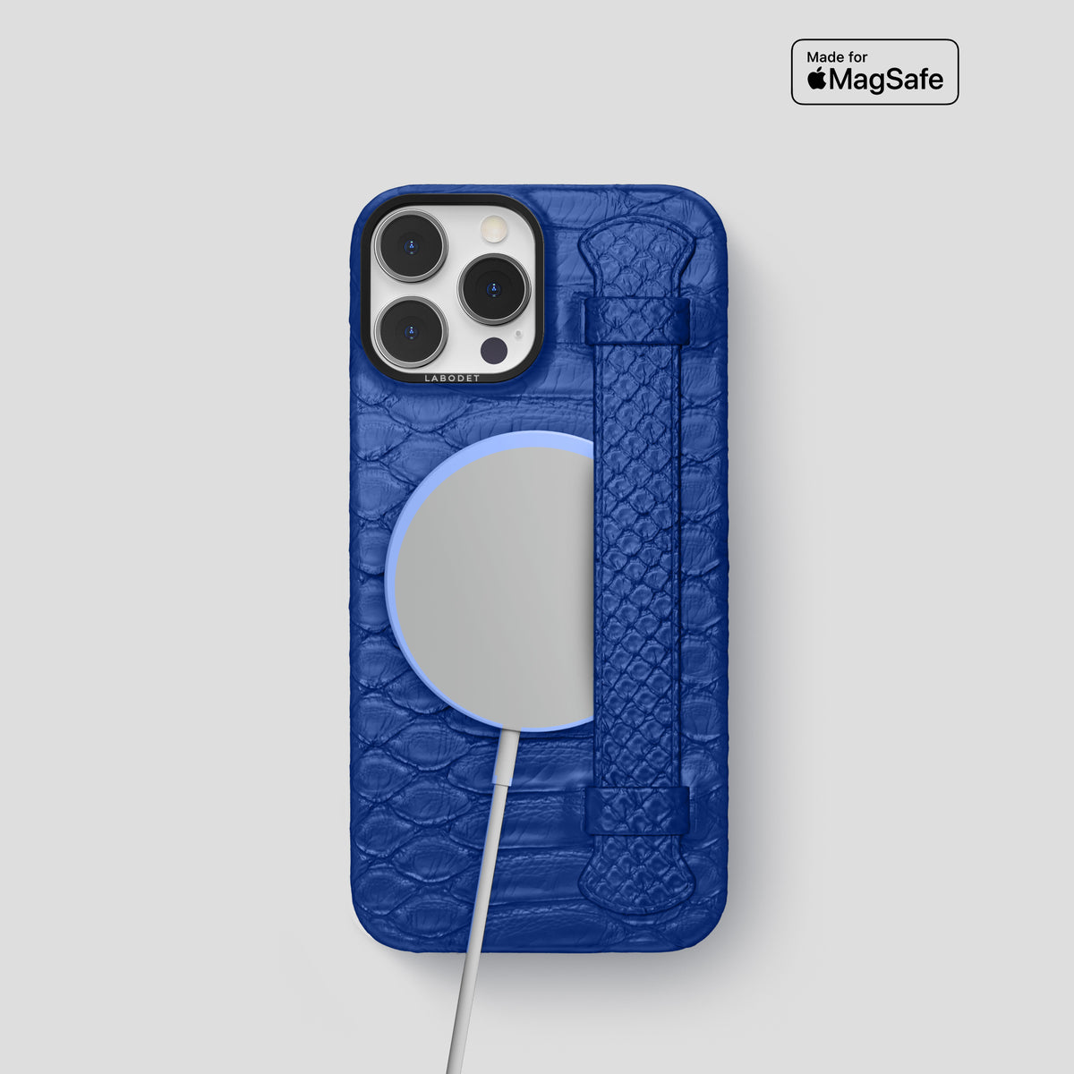 Royal Blue iPhone 15 Pro Handle Case Python with Black Metal -5 | Royal-Blue-Black