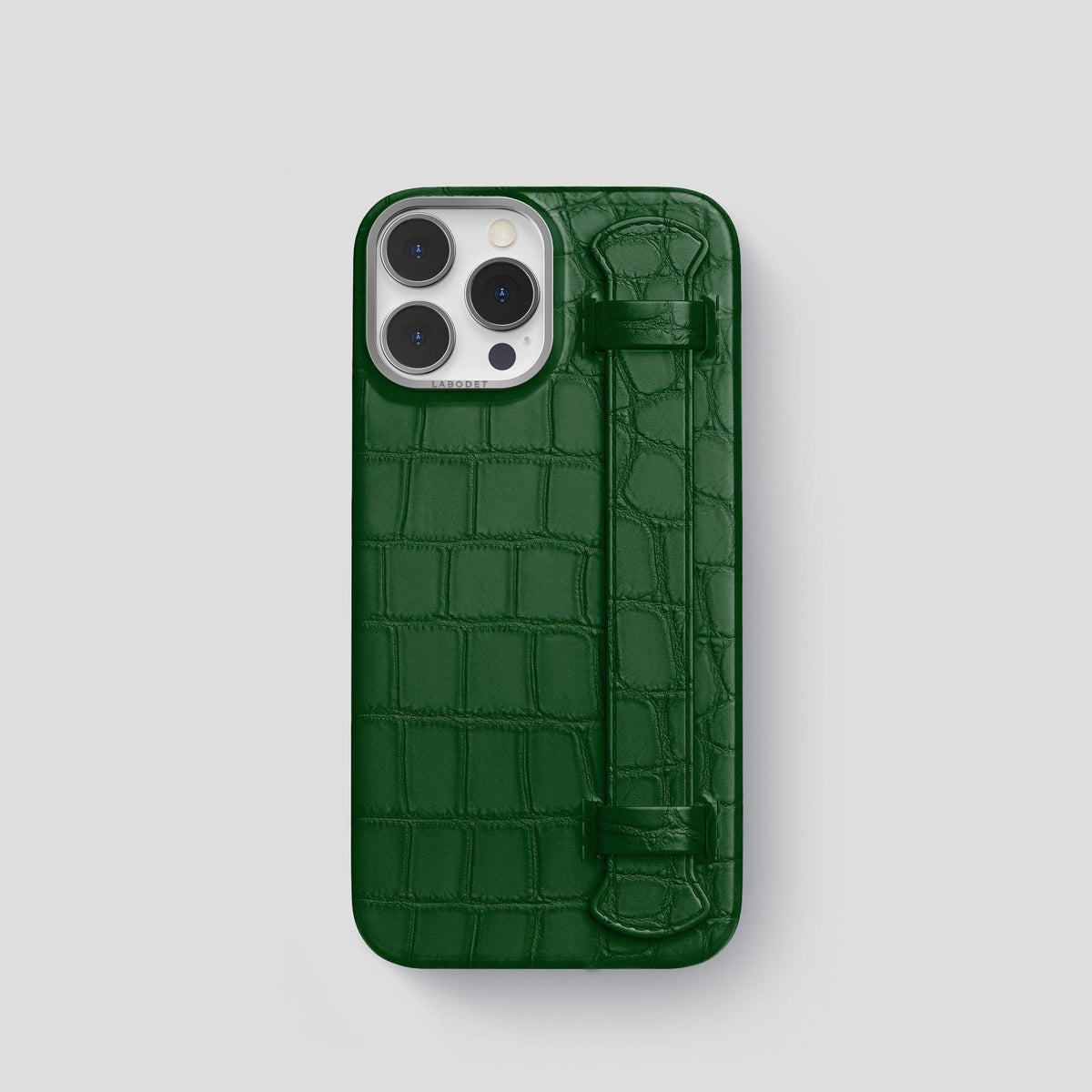 Forest-Green iPhone 14 Pro Strap Case Alligator with Steel Metal -1 | Forest-Green-Steel