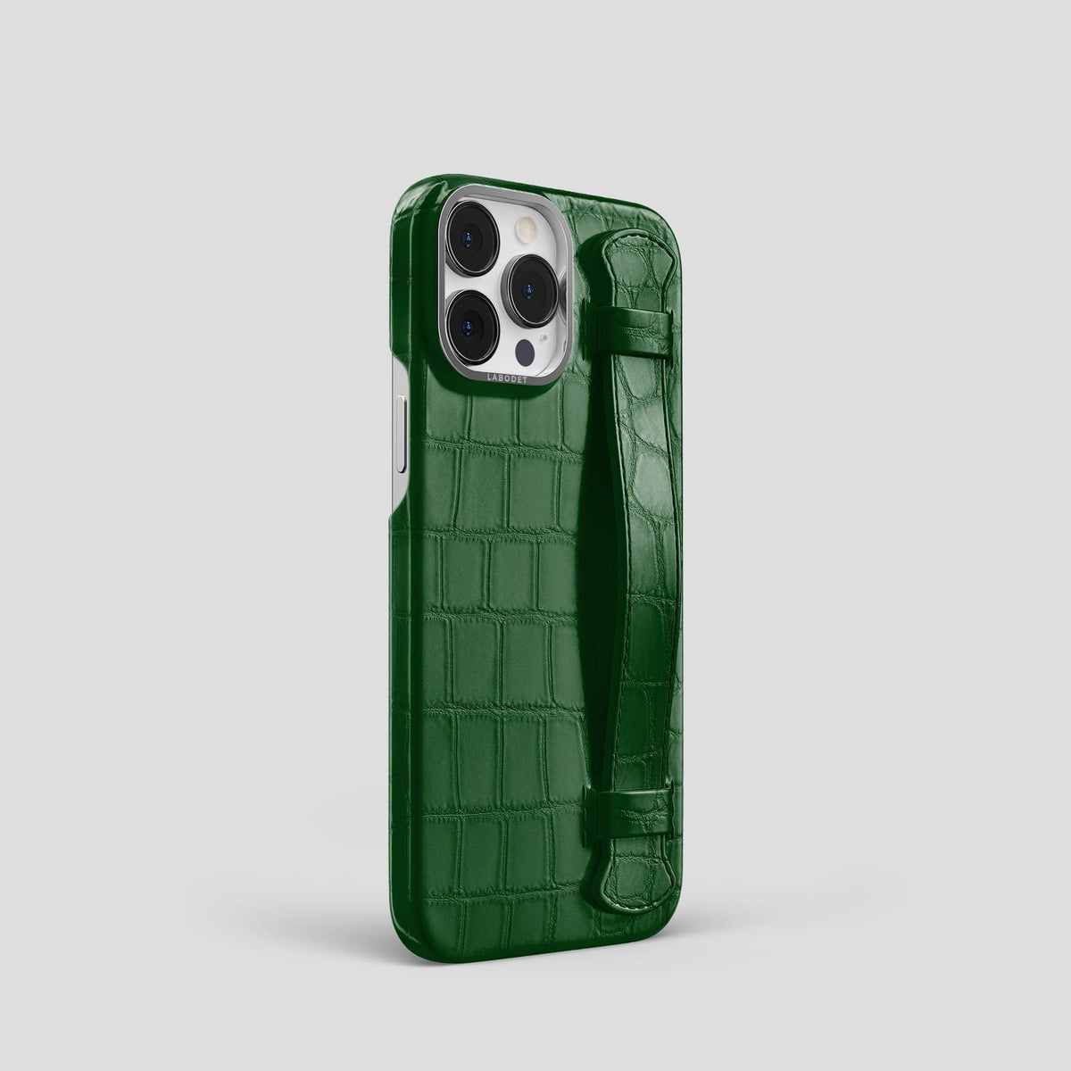 Forest-Green iPhone 14 Pro Strap Case Alligator with Steel Metal -2 | Forest-Green-Steel